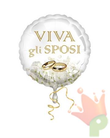 PALLONCINO MYLAR 18INCH 45CM VIVA GLI SPOSI ORTENSIA