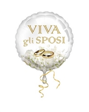 PALLONCINO MYLAR 18INCH 45CM VIVA GLI SPOSI ORTENSIA