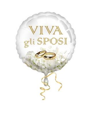 PALLONCINO MYLAR 18INCH 45CM VIVA GLI SPOSI ORTENSIA