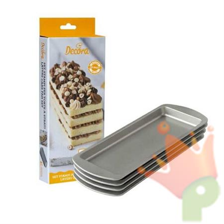 SET 4 STAMPI RETTANGOLARI 25,5X10,5X2CM PER TORTE A STRATI