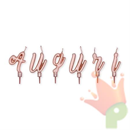 SET CANDELINE ITALIC AUGURI ROSE GOLD METAL 5CM