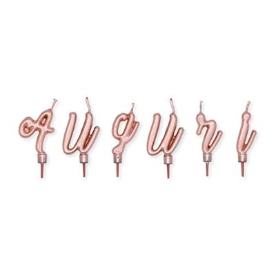SET CANDELINE ITALIC AUGURI ROSE GOLD METAL 5CM