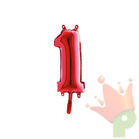PALLONCINO MYLAR 14INCH 36CM NUMERO 1 ROSSO