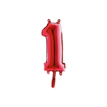 PALLONCINO MYLAR 14INCH 36CM NUMERO 1 ROSSO