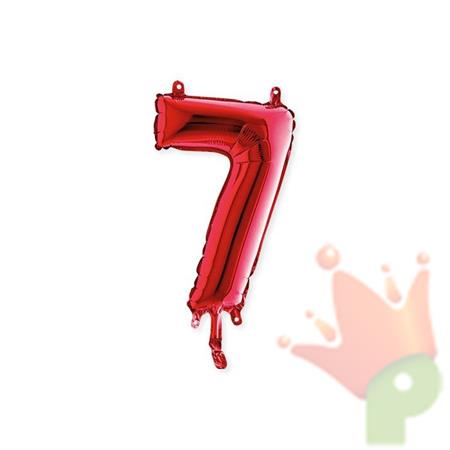 PALLONCINO MYLAR 14INCH 36CM NUMERO 7 ROSSO