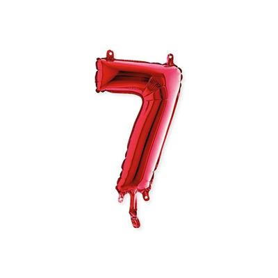 PALLONCINO MYLAR 14INCH 36CM NUMERO 7 ROSSO