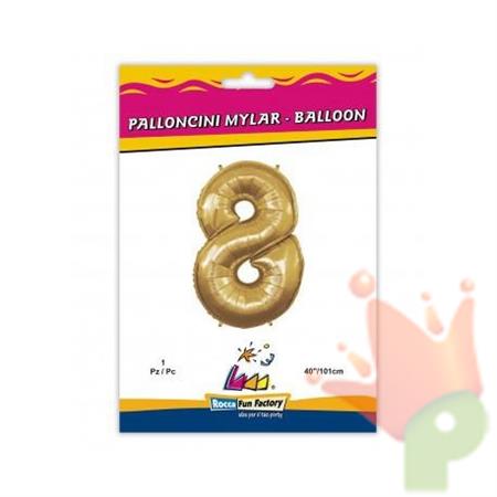 PALLONCINO MYLAR 40INCH 101CM NUMERO 8 ORO
