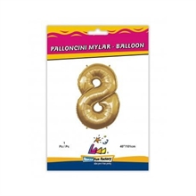 PALLONCINO MYLAR 40INCH 101CM NUMERO 8 ORO