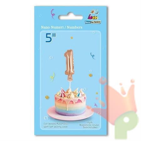PALLONCINO MYLAR 5INCH 12,5CM NUMERO 1 ROSA GOLD