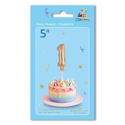 PALLONCINO MYLAR 5INCH 12,5CM NUMERO 1 ROSA GOLD