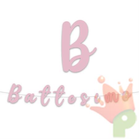 FESTONE SCRITTA BATTESIMO ROSA 3MT