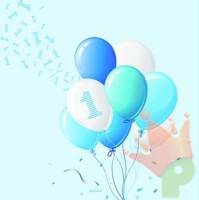 TOVAGLIOLI 33X33 1 COMPLEANNO PALLONCINI AZZURRI 20PZ