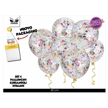 PALLONCINI TRASPARENTI CON CORIANDOLI 4PZ