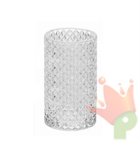 VASO CILINDRO VETRO DIAMANTE H. 20CM D. 10CM
