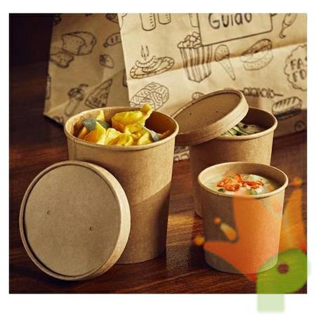 CONTENITORE CON COPERCHIO KRAFT 11,7X9,2X13,5CM 940ML 25PZ