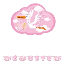 KIT SCRITTA MAXI CICOGNA NUVOLA ROSA 6MT