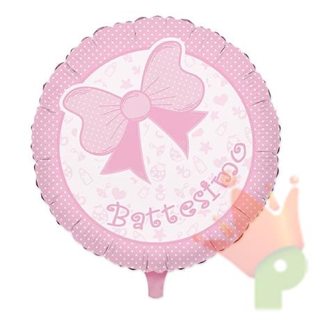 PALLONCINO MYLAR 18INCH 45CM BATTESIMO BABY ROSA