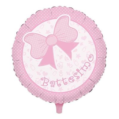 PALLONCINO MYLAR 18INCH 45CM BATTESIMO BABY ROSA