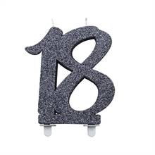 CANDELINA NUMERO 18 NERA GLITTER 12CM