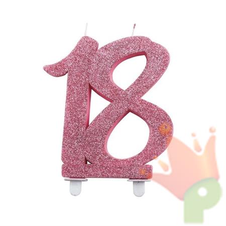 CANDELINA NUMERO 18 FUCSIA GLITTER 12CM