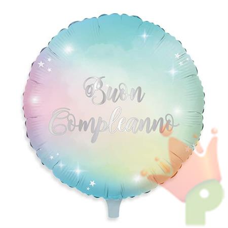 PALLONCINO MYLAR 18INCH 45CM BUON COMPLEANNO SOFT RAIN
