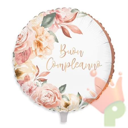 PALLONCINO MYLAR 18INCH 45CM BUON COMPLEANNO ROSE GOLD