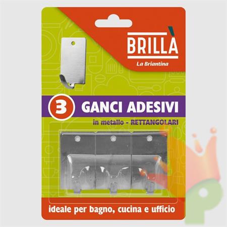 GANCI ADESIVI METALLO RETTANGOLARI 3PZ