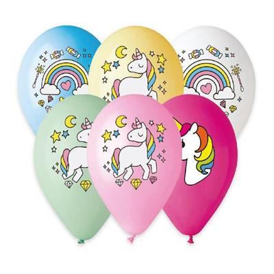 PALLONCINI ALL AROUND 12INCH 30CM UNICORNI 50PZ