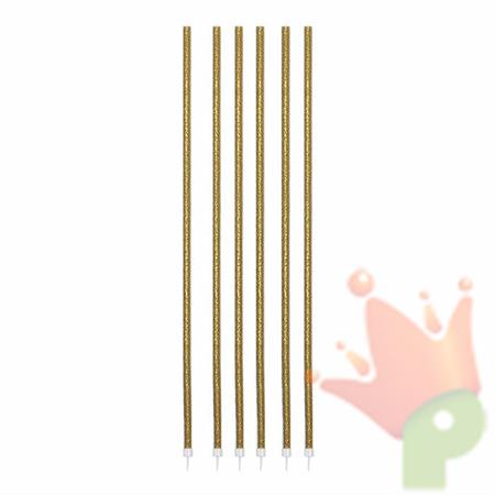 CANDELINE FILI LUMINOSI 16CM + SUPPORTO ORO GLITTER 16PZ