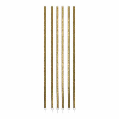 CANDELINE FILI LUMINOSI 16CM + SUPPORTO ORO GLITTER 16PZ