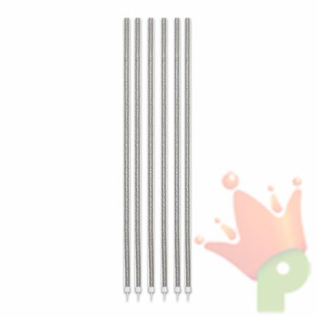 CANDELINE FILI LUMINOSI 16CM + SUPPORTO ARGENTO GLITTER 16PZ