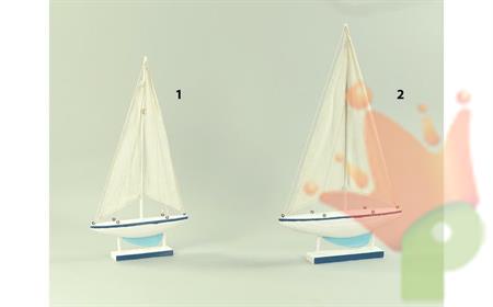 BARCA LEGNO CON BASE BLU-BIANCA 50CM N.1