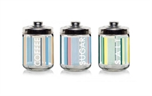SET 3 BARATTOLI IN VETRO 800CC DEC. TEXTILE