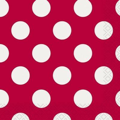 TOVAGLIOLI 25X25 ROSSO POIS BIANCHI 16PZ