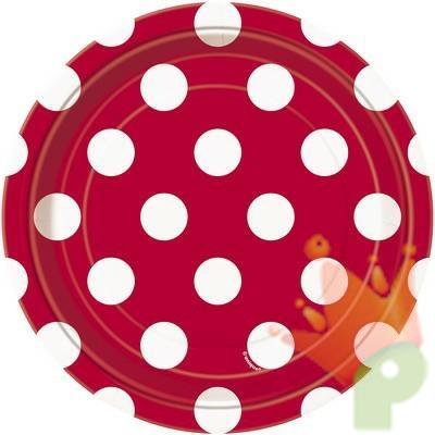 PIATTI 18CM ROSSO POIS BIANCHI 8PZ