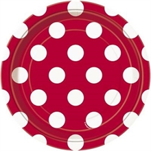 PIATTI 18CM ROSSO POIS BIANCHI 8PZ