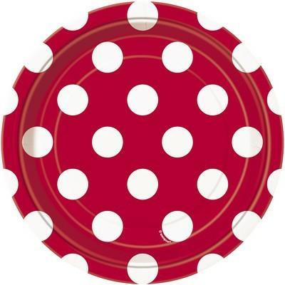 PIATTI 18CM ROSSO POIS BIANCHI 8PZ