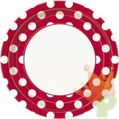 PIATTI 23CM ROSSO POIS BIANCHI 8PZ