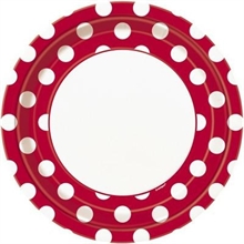 PIATTI 23CM ROSSO POIS BIANCHI 8PZ
