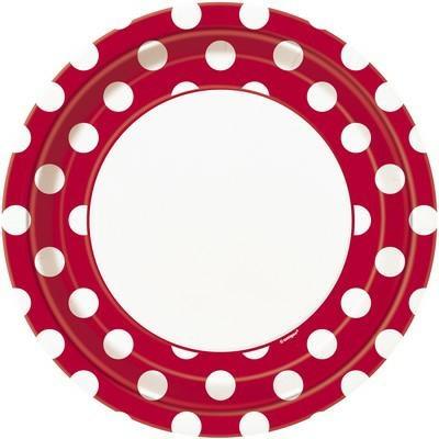 PIATTI 23CM ROSSO POIS BIANCHI 8PZ
