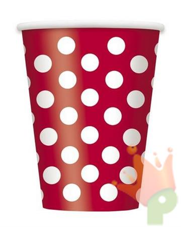 BICCHIERI 355ML ROSSO POIS BIANCHI 8PZ