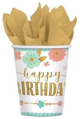BICCHIERI 266ML BOHO BIRTHDAY GIRL 8PZ