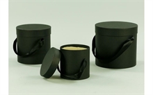 SCATOLA ROTONDA CON MANICO IN RASO NERO PICCOLA