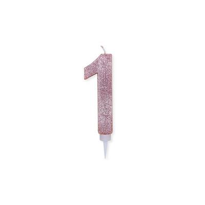 CANDELINA NUMERO 1 MAX ROSA GOLD GLITTER