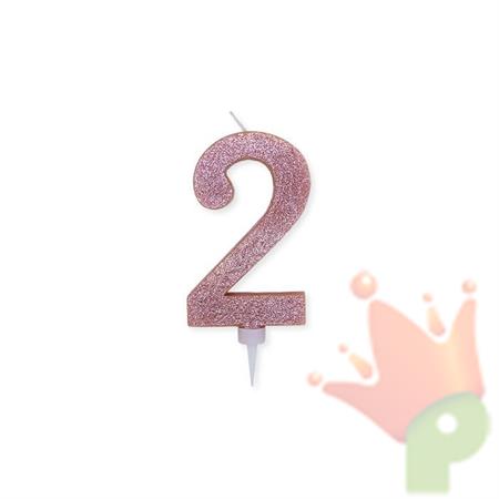 CANDELINA NUMERO 2 MAX ROSA GOLD GLITTER