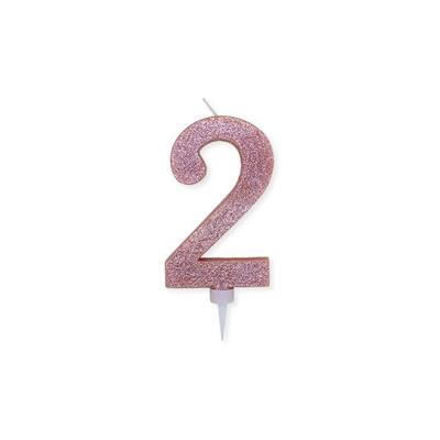 CANDELINA NUMERO 2 MAX ROSA GOLD GLITTER