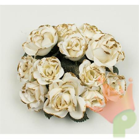 GIROCANDELA CON ROSE CREMA E ORO GLITTERATE