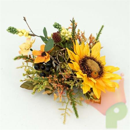 GIROCANDELA CON GIRASOLI E BACCHE