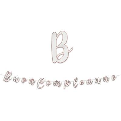 FESTONE BUON COMPLEANNO ROSA GOLD 3MT