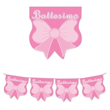 FESTONE SAGOMATO IN PLASTICA BATTESIMO BABY ROSA
